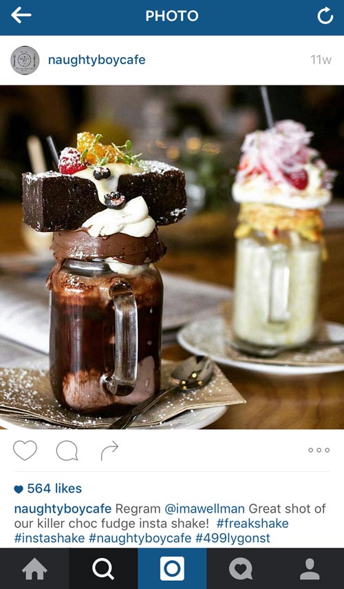 social media marketing - instagram---naughty boy cafe freakshake