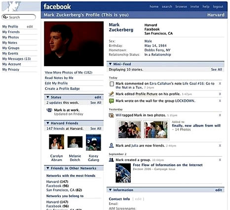 web design Facebook - 2006
